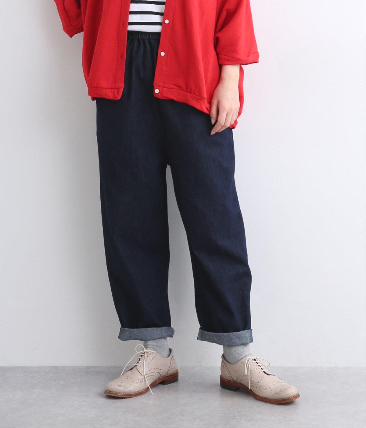 やわらかデニム後ろビッグポケットパンツ(ワンウォッシュ-F)