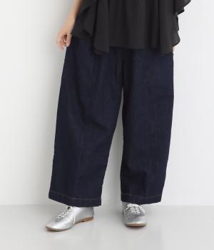 やわらかデニムサイドポケットワイドパンツ(ワンウォッシュ-F)