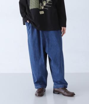 やわらかデニムバレルパンツ(ワンウォッシュ-F)
