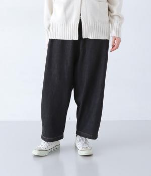 やわらかデニムバレルパンツ(ブラック-F)