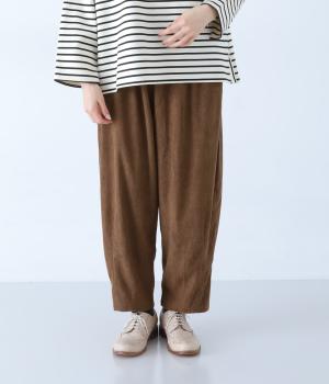 やわらかコール天ラウンドバルーンパンツ(ブラウン-F)