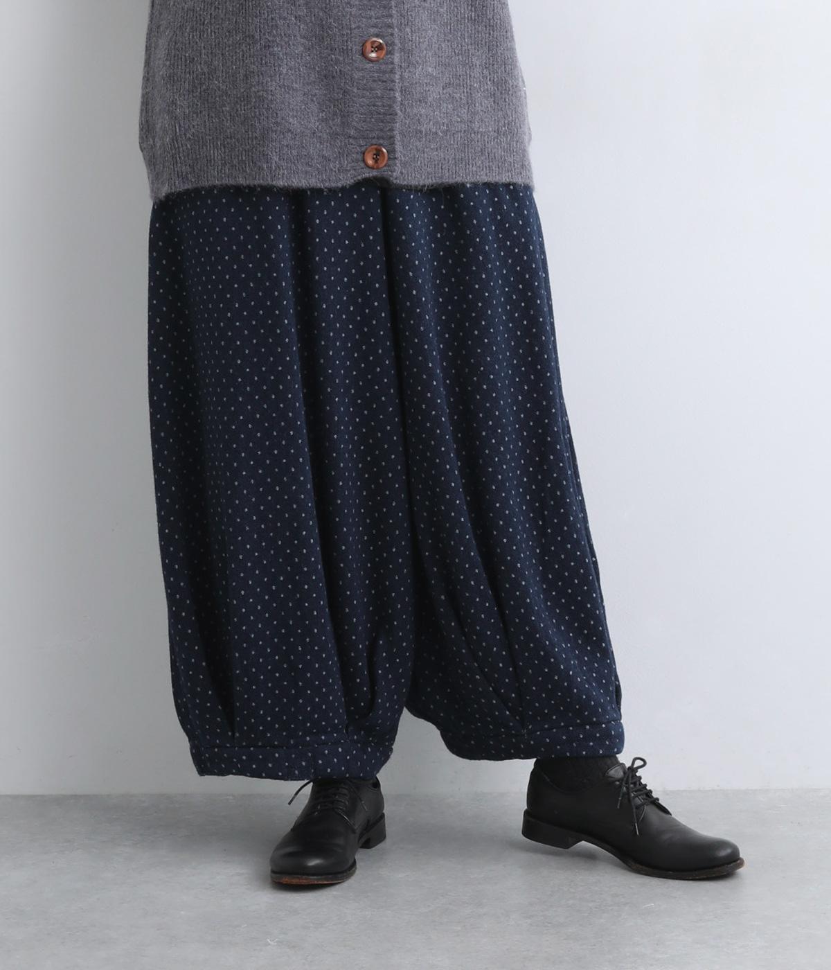 柔らかドットデニムたっぷりパンツ(ワンウォッシュ-F)