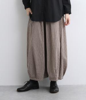 起毛miniギンガムチェックバルーンパンツ(ベージュ-F)