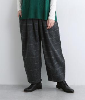 ウール混へリンボンザクっとパンツ(チャコール-F)