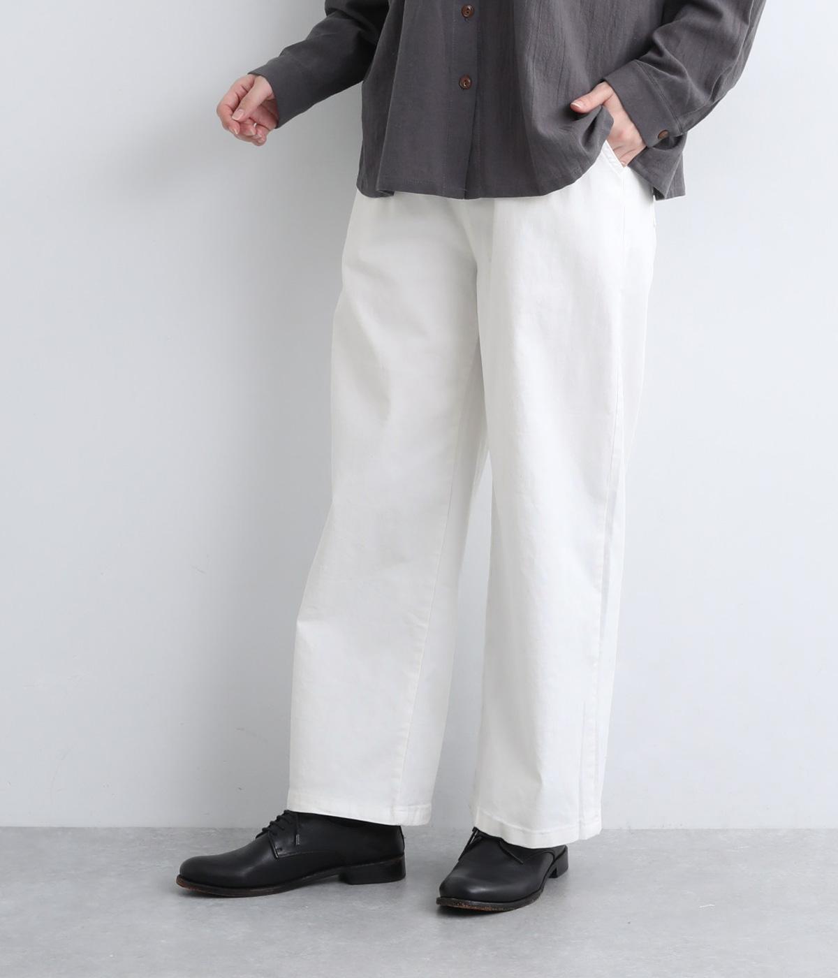 プチ起毛総ゴムストレッチパンツ(ホワイト-F)