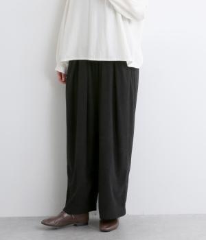 柔らかコール天イージーワイドパンツ(チャコール-F)