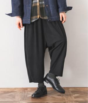 柔らかコール天たっぷりサルエルパンツ(ブラック-F)