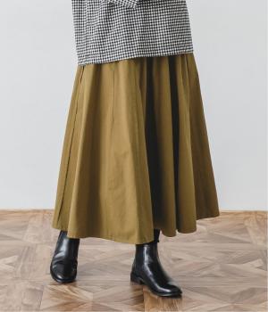コットンダンプ切替風スカート(ブラウンカーキ-F)