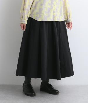 コットンダンプ切替風スカート(ブラック-F)