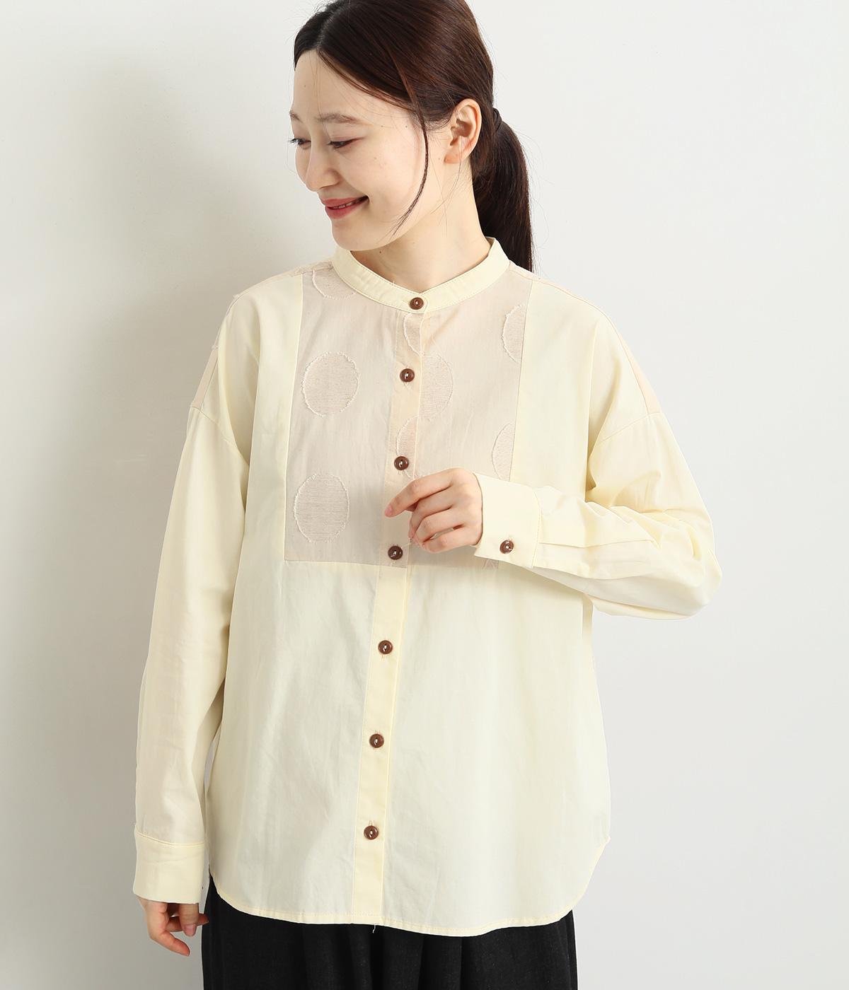 ドットチェック後ろ柄シャツ(ナチュラル×ナチュラルドット-F)