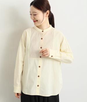 ドットチェック後ろ柄シャツ(ナチュラル×ナチュラルドット-F)