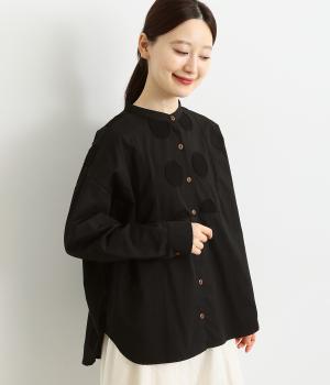 ドットチェック後ろ柄シャツ(ブラック×ブラックドット-F)