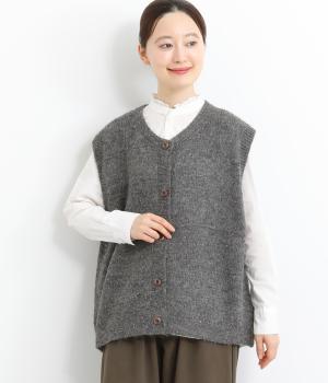 ボーダーニットネップ入りベスト(チャコール-F)