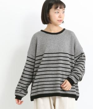 ボーダーニットプルオーバー(グレイ-F)