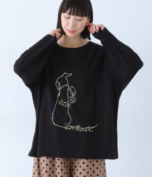 帰ってきたＤＯＧプリントロングＴシャツ(ブラック-F)