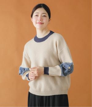 配色ニットデニムプルオーバー(ナチュラル-F)