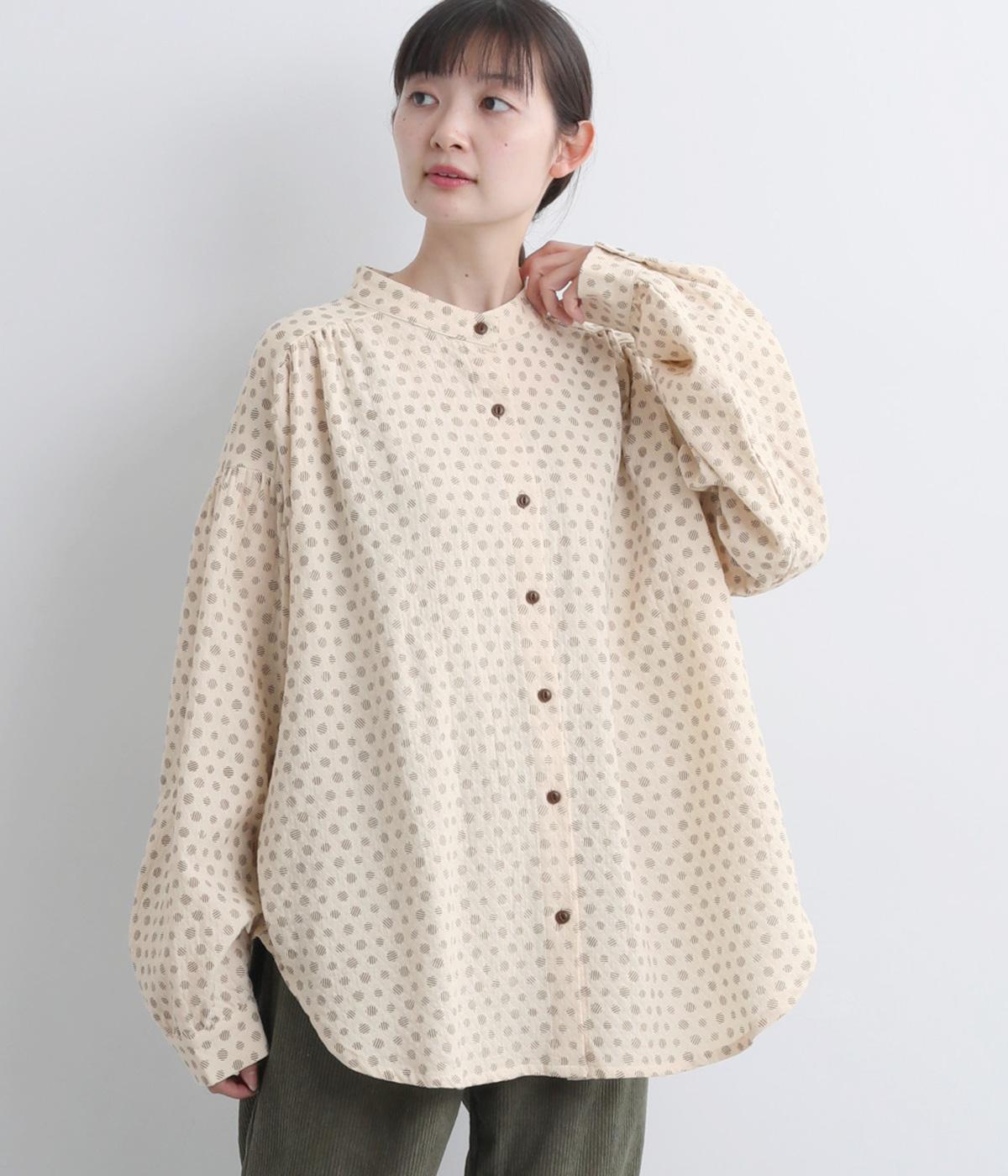 しましまドットたっぷりシャツ(ナチュラル-F)