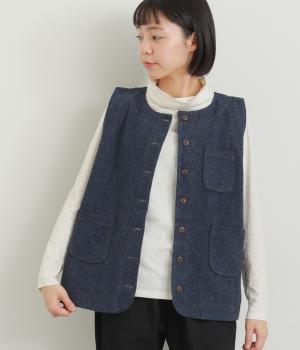 起毛デニムたくさんポケットベスト