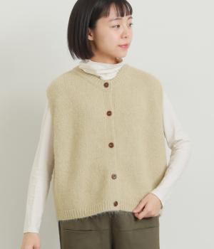 無地ふわふわニットベスト(ナチュラル-F)