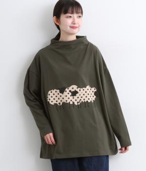 プリントTシャツ集まる羊(チャコール-F)