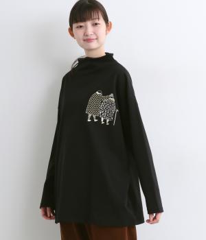 プリントTシャツ家族刺繍(ブラック-F)