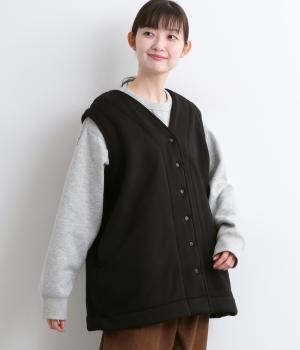 裏起毛オーバーベスト(ブラック-F)