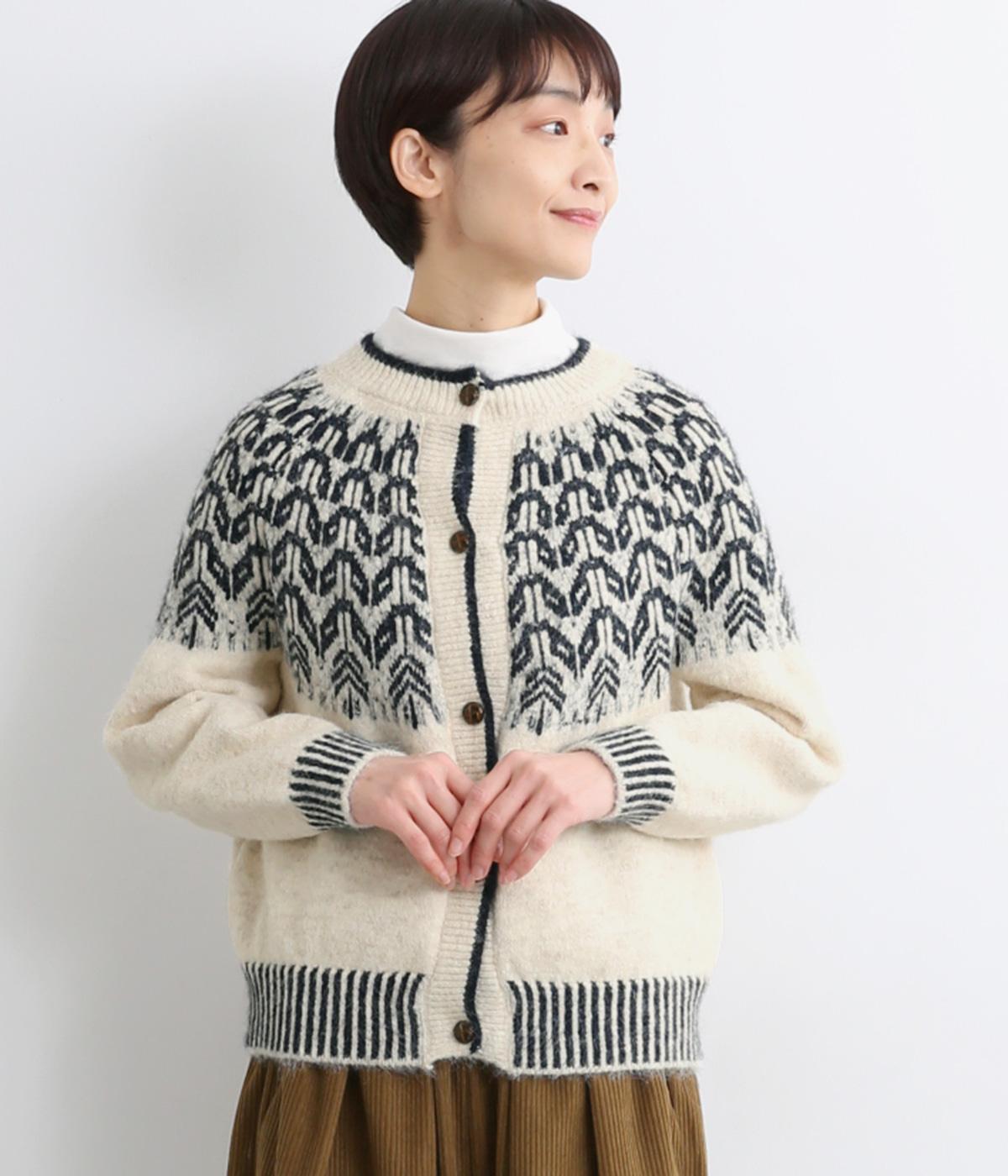 ニット求心柄カーディガン(ナチュラル-F)