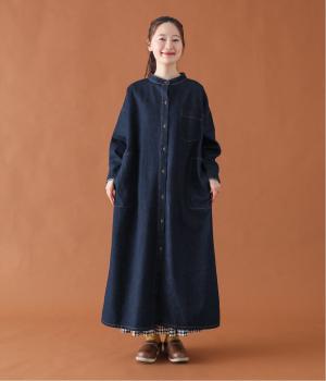 やわらかデニムロングコート風ワンピース(ワンウォッシュ-F)