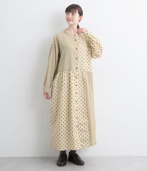 切り替えドットワンピース(ナチュラル×ナチュラル-F)