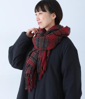 チェックストール(レッド-F)