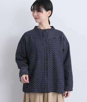 ステッチデニム　変形肩ネックジャケット