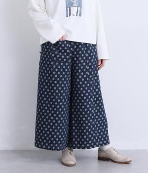 ドットデニム　デザインキュロットパンツ(ワンウオッシュ-F)
