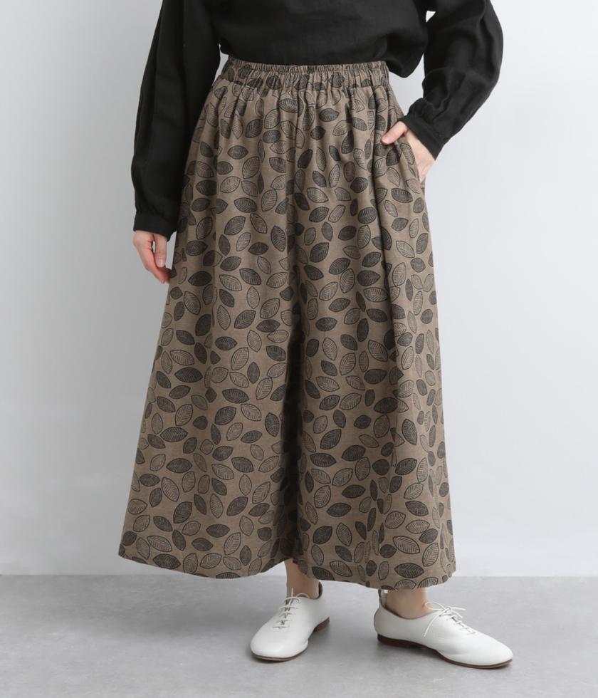 オリジナルリーフ　アンクル丈ワイドパンツ