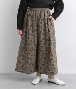 オリジナルリーフ　アンクル丈ワイドパンツ