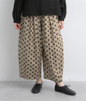 ビッグドット　タック入りコクーンパンツ(ナチュラル-F)