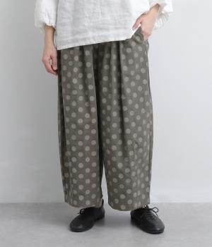 ビッグドット　タック入りコクーンパンツ(チャコール-F)