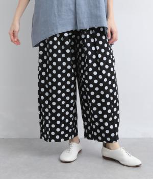 ビッグドット　タック入りコクーンパンツ(ブラック-F)