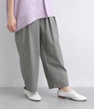 コットンリネン　テーパードパンツ(ネイビー　千鳥-F)