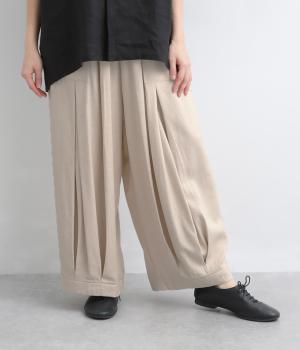 コットンリネン　　タックいりパンツ