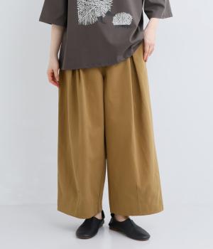 コットンワイドタックパンツ(ベージュ-F)