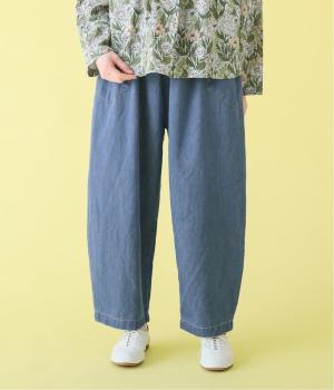 リネン混デニム　デザインポケットパンツ