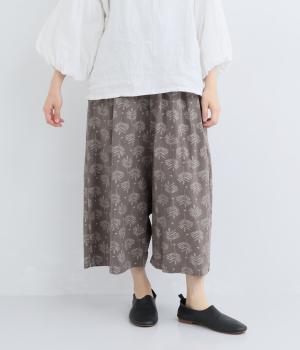 BIGLEAFと小鳥柄　サルエルワイドパンツ(チャコール-F)