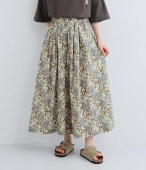 FLOWERパッチワーク　スカート風パンツ(グレー-F)