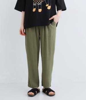 リネンレーヨン　テーパードパンツ(カーキ-F)