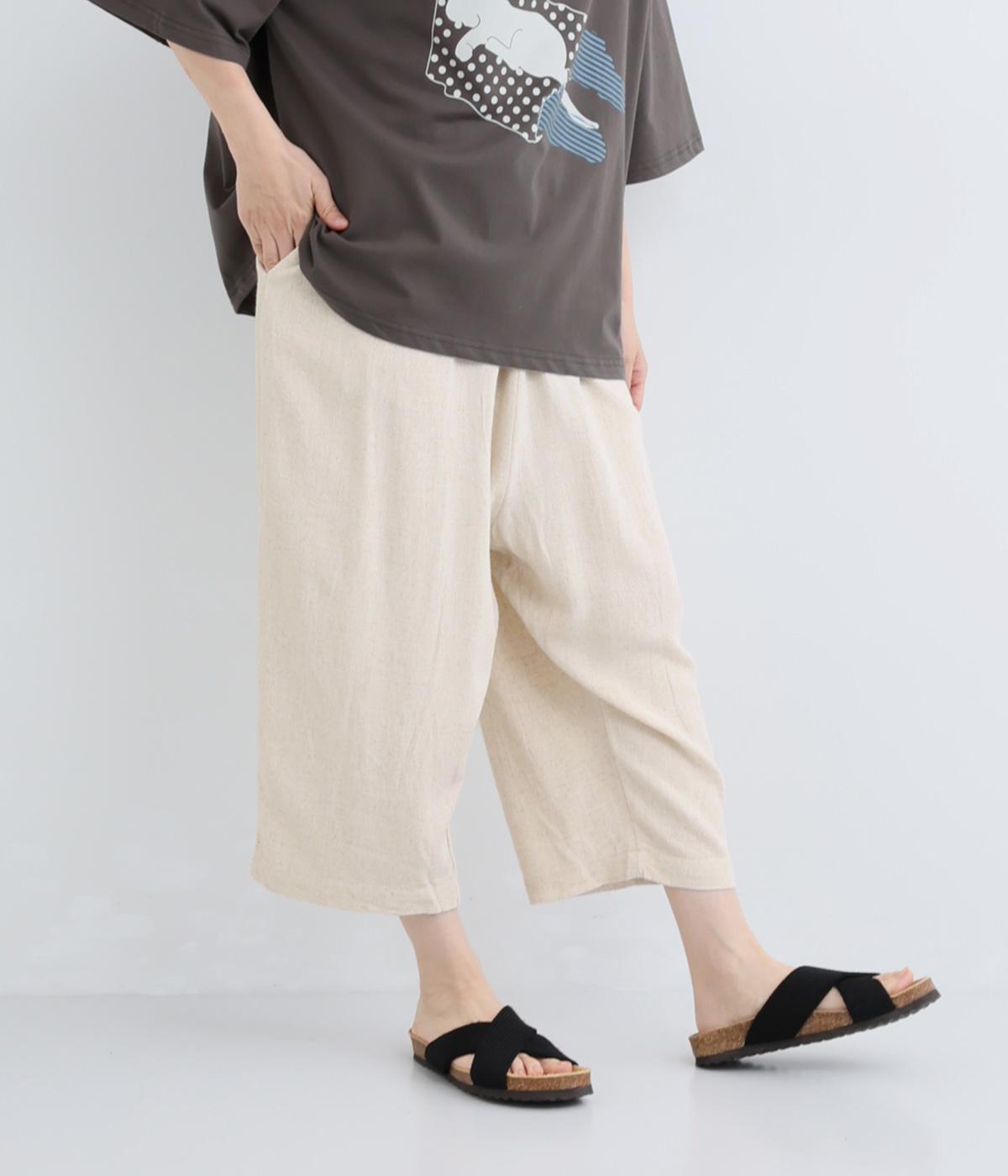 リネンレーヨン　アンクル丈パンツ(ナチュラル-F)
