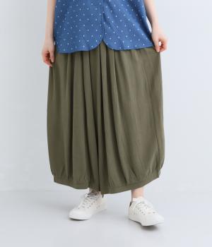 リネンレーヨン　ナチュラルパンツ(カーキ-F)