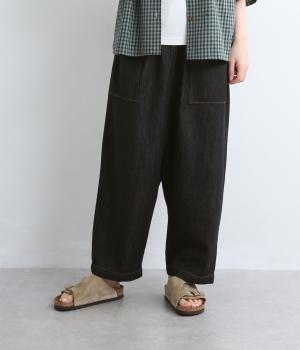 コットンリネンテンセルデニム　ストレートシルエットパンツ(ワンウォッシュ-F)