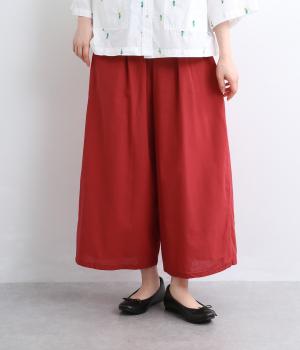 カラーアンクルワイドパンツ(レッド-F)