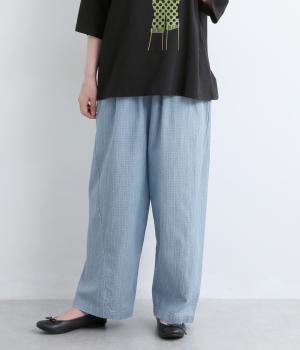 シャンブレーステッチストレート風パンツ(サックス-F)