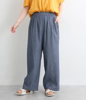 シャンブレーステッチストレート風パンツ(ネイビー-F)